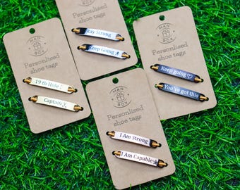 Personalised Pair of Shoe Tags - Charms Running Gift - Motivational Shoelace