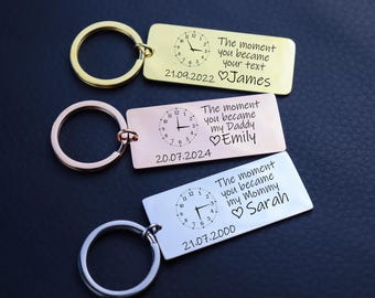 Personalised New Dad Keychain - Engraved Daddy Gift