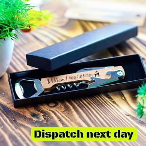 Personalised Engraved Corkscrew Bottle Opener - Wine Opener with Gift Box