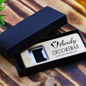 Personalised Wooden Bottle Opener Gift, Engraved Wedding Gift for Best man, Father of the Bride, Usher Groomsman Wedding day Gifts Stag do