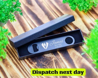 Gepersonaliseerde roestvrijstalen flesopener - gegraveerd cadeau voor bruidsjonkers