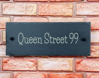 Rustic Slate House Sign - Farmhouse Door Number Plaque