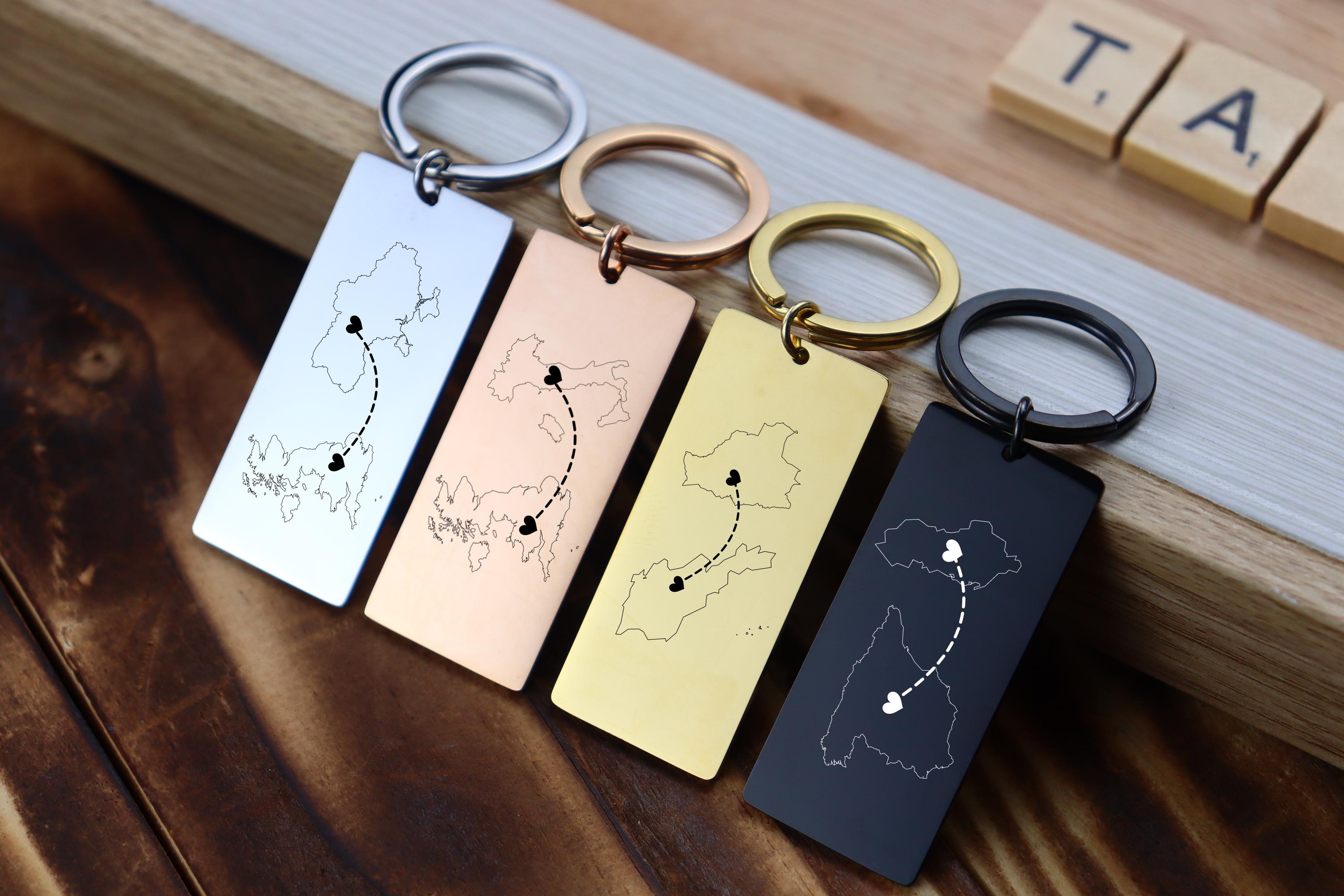 For Home Long Key Key Chain Personalised Country Keychain - Two Homes Keyring - Keychain Long ...