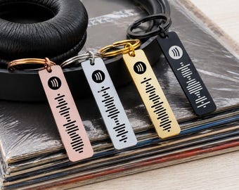 Custom Spotify Code Keychain - Personalised Music Keyring Gift - Laser Engraved Scannable Keyring