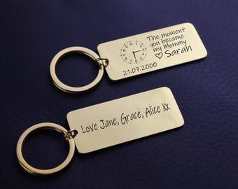 Portachiavi personalizzato per neopapà - Dettagli della nascita del bambino incisi