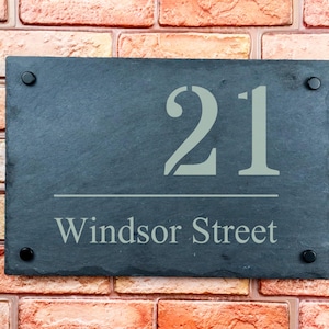 Slate House Signs Name Number Plaque 300x200mm, Unpainted. Personalised Sign Engraved Outdoor Weatherproof Address Sign