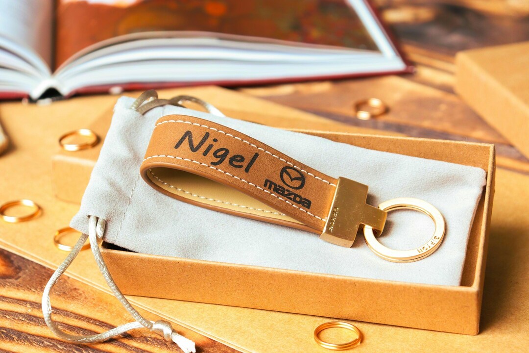 Personalised Leather Keychain - Custom Initial Keyring, Men's Key Fob ...