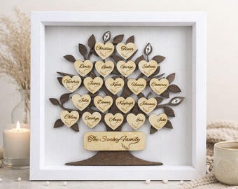 Cornice personalizzata con albero genealogico - Regalo perfetto per la festa della mamma - Regalo di compleanno - Regalo per i nonni
