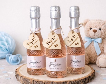 Etichetta per biberon Pop It Baby Shower - Etichetta per biberon personalizzata in legno a forma di cuore - Regalo per baby shower - Idea per baby shower