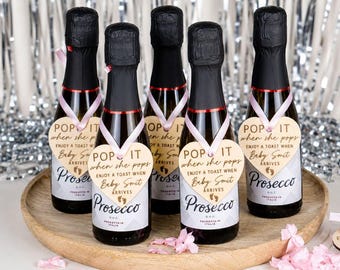 Pop It Baby Shower Bottle Tag - Baby Arrival Personalised Favours - New Mum - Expecting Parent Idea