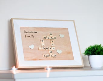 Personalised Family Scrabble Tile Frame - Custom Name Gift