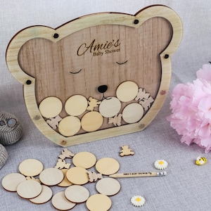 Wooden Teddy Baby Shower Guest Book Gift Alternative Guest Book Baby Shower Party Decoration Baby Shower Guest Message New Mum Baby Boy Girl