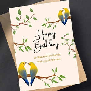 Birthday Card for Bird Lover, Cute Bird Card, Bird Lover Greeting Card, Bird Birthday Card
