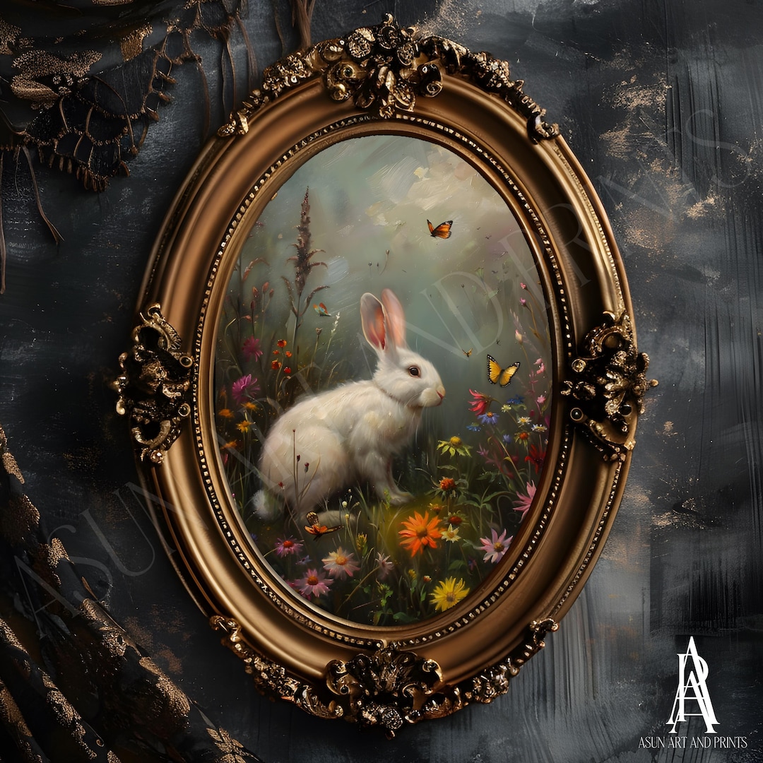PRINTED & SHIPPED Moody Rabbit| Vintage European Art, Dark Moody Prints ...