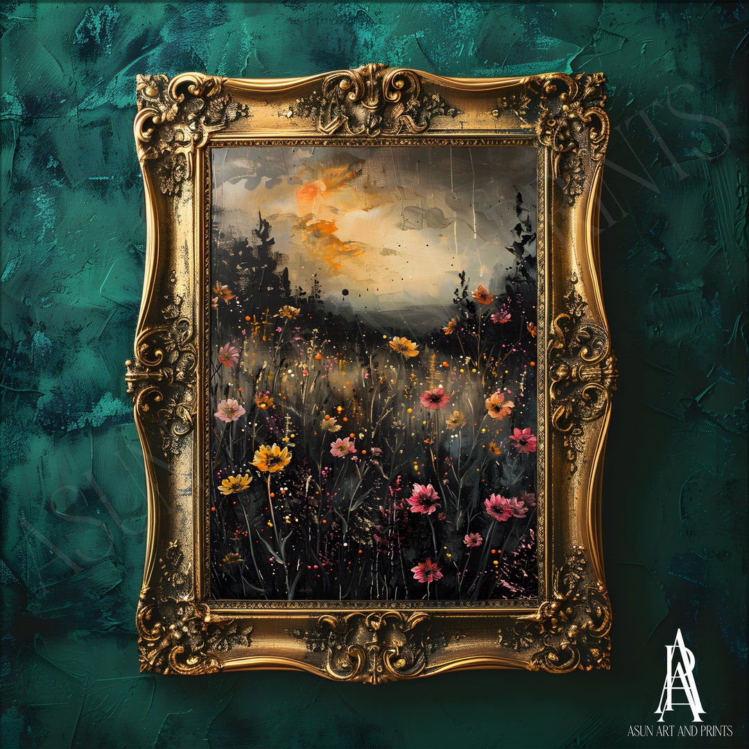 MOODY FLORAL PAINTING | Vintage European Art, Dark Moody Prints