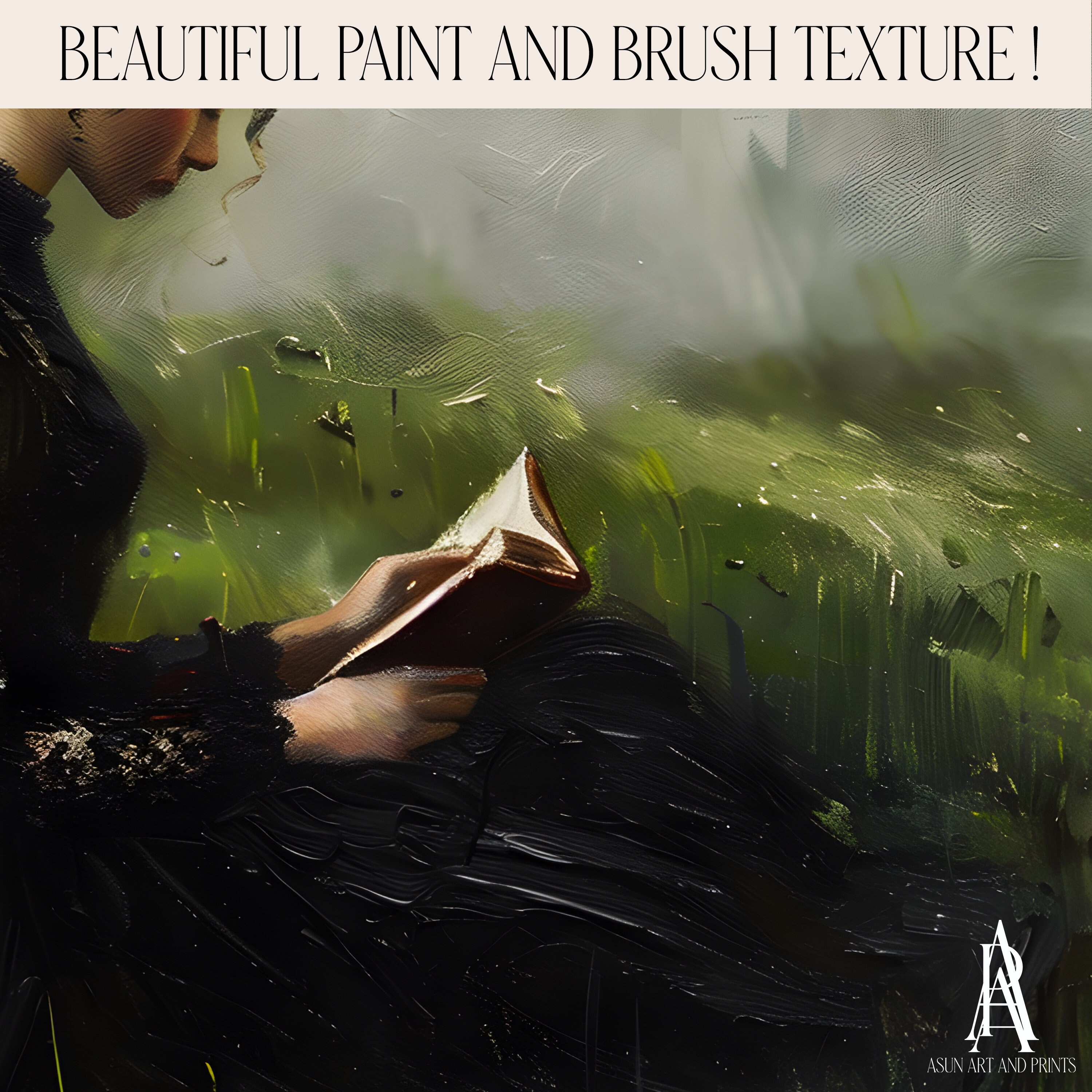 MOODY OIL PAINTING | Vintage Woman Portrait Wall Art | Woman Reading ...