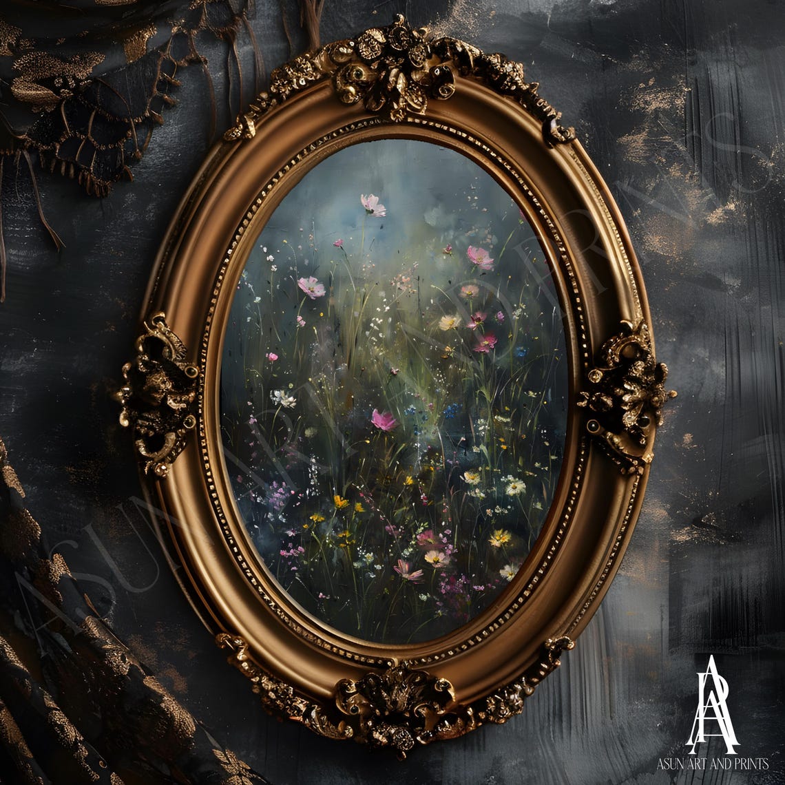 MOODY FLORAL PAINTING | Vintage European Art, Dark Moody Prints