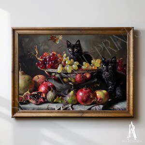 PRINTED & SHIPPED cats | vintage European art, dark moody prints, vintage gallery, moody vintage art, dark cottage core art, animal prints