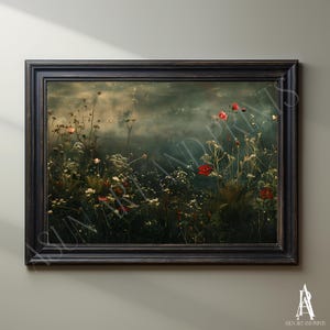 MOODY FLORAL PAINTING | vintage European art, dark moody prints, vintage gallery wall, moody vintage art, dark cottage core art