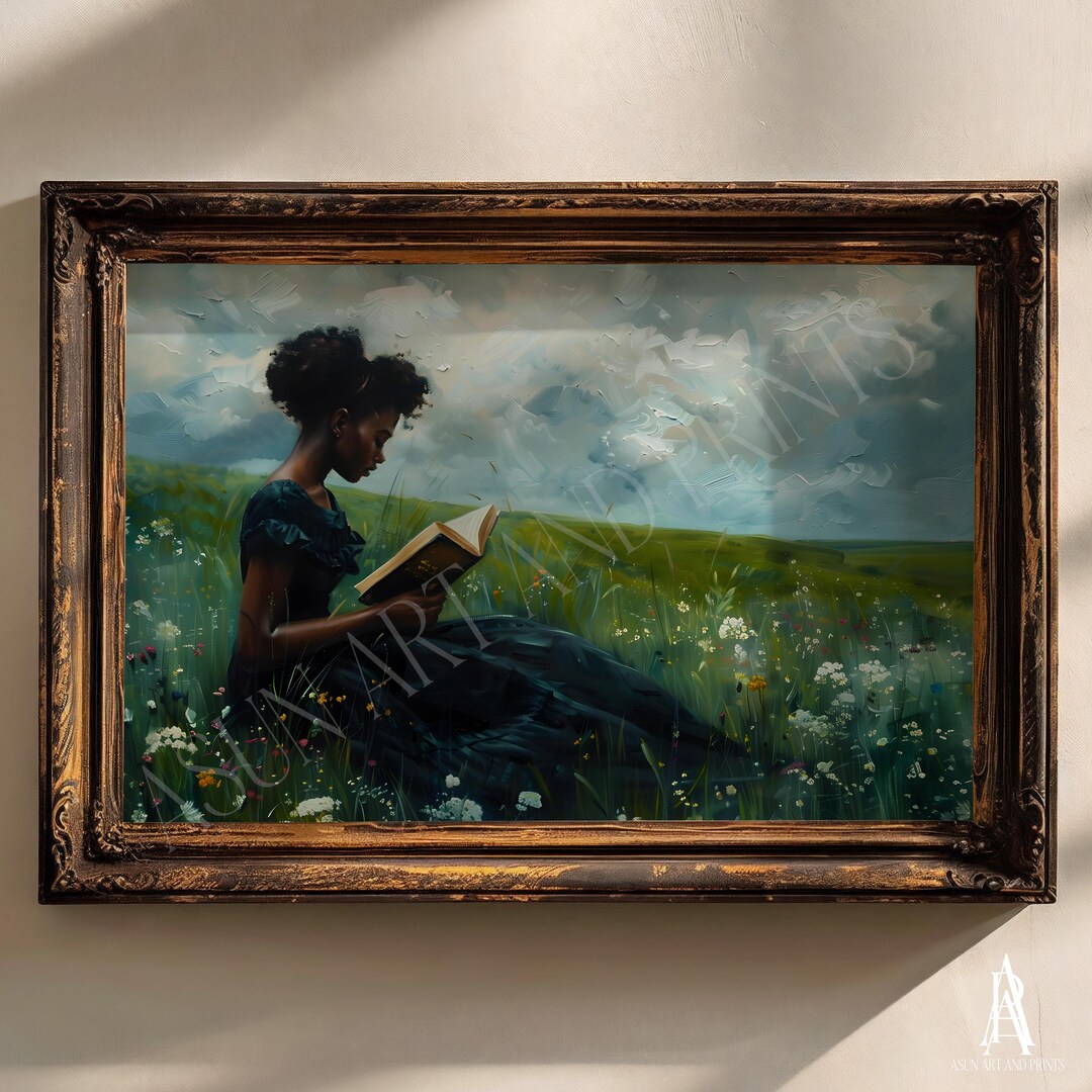 MOODY OIL PAINTING | Vintage Woman Portrait Wall Art | Woman Reading ...