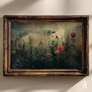 MOODY STORM FLOWER  | moody landscape, moody art, moody painting, landscape art, country landscape, landscape print, landscape painting