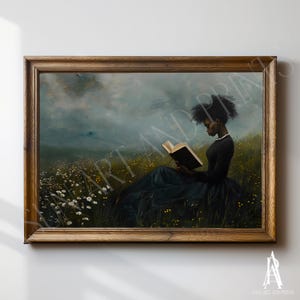 MOODY OIL PAINTING | Vintage Woman Portrait Wall Art | Woman Reading Art Print | Moody Wall Art | Dark Academia Print