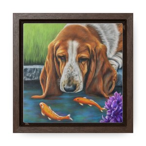 Framed Canvas Print - Charming Basset Hound Portrait