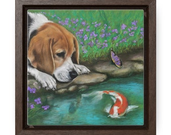 Framed Canvas Print - Charming Beagle Portrait