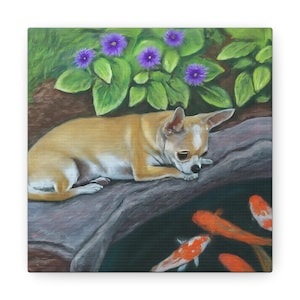 Canvas Print - Peaceful Chihuahua and Koi