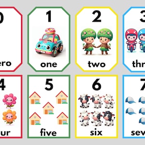 20 cartes-chiffres, chiffres 0-20, cartes-éclairs imprimables pour enfants d'âge préscolaire, cartes-éclair Montessori, téléchargement immédiat, incl. cadeau gratuit