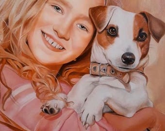 Ölgemälde nach Foto, handgemalt, Porträt auf Bestellung, Geburtstagsgeschenk, Hochzeitsporträt, Auftragsarbeit, persönliches Porträt, Leinwand
