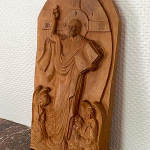 HANDMADE Wood Jesus Icon Portrait of Christ, Engraving, Art Sculpture Religious, Christian Gift, Gifts, Wooden Carved, Iconostasis