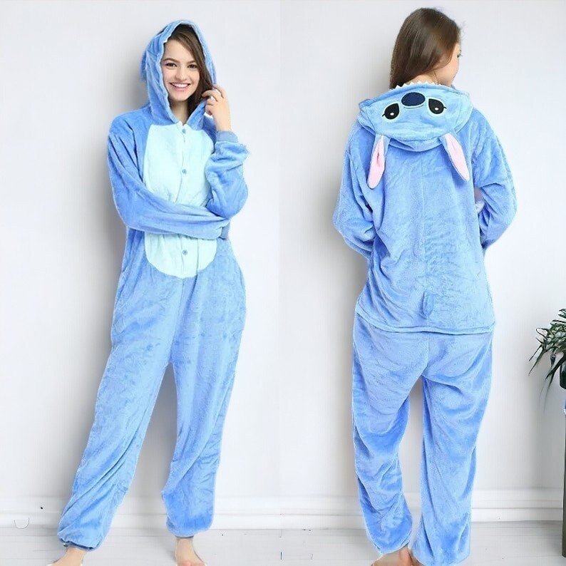 Kigurumi Stitch Adults Animal Onesies Winter Women Pajamas