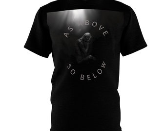 As above so below. Spiritual t-shirts, gothic style, Pagan Wiccan clothes, historical aesthetic, Unisex Cut & Sew Tee (AOP)