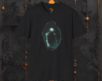Exit,  Demon crawling out of chest. Unisex Softstyle T-Shirt