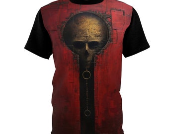 Skin suit, macabre gothic horror, unique dark art print  Unisex Cut & Sew Tee (AOP)