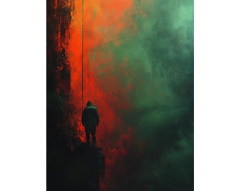 Surreal oil painting style print. Surreal painting with oxidized metal colors. Grim dark art. Matte Vertical Posters