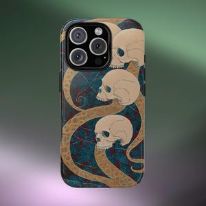 Gothic Phone Case with Skull Design, Tough Phone Cover for Halloween, Edgy Skull Art Case, Unique Gift for Teens, Cosplay Accessories