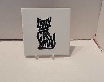 Crazy Cat Lady Ceramic Tile Coaster