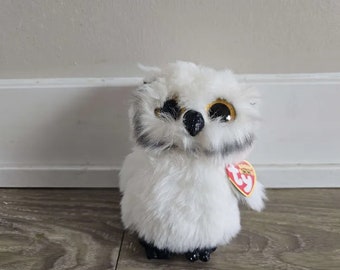 【希少•入手困難】tyビーニーベイビーズ 白フクロウぬいぐるみ　※限定品 Ty ビーニーブーズ オースティン ホワイト フクロウ グリッターアイ