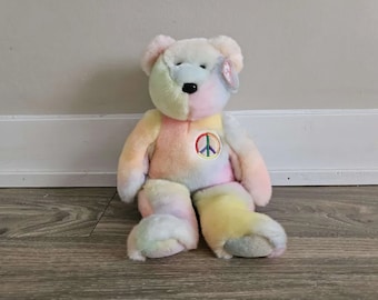 ty Beanie Buddies Peace the Pastel Bear Stuffed Animal Plush Toy 12.5"