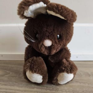 Vintage 1982 Dakin Cute Brown Bunny Rabbit Stuffed Animal Plush Toy 8&quot;