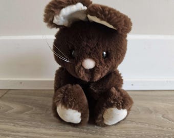 Vintage 1982 Dakin Cute Brown Bunny Rabbit Stuffed Animal Plush Toy 8"
