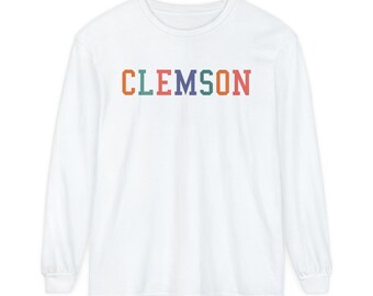Clemson Bright Pastel Comfort Colors Long Sleeve T-Shirt