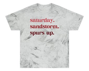 Saturday. Sandstorm. Spurs Up. Tailgate & Gameday Comfort Colors Gray Blast T-Shirt | Garnet and Black | South Carolina