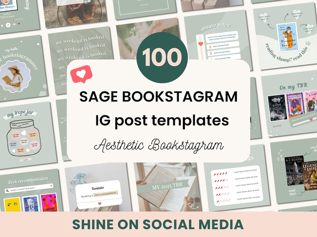 Bookstagram Template Instagram Book Lover Post, Social Media Bookish ...
