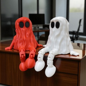 Handmade Halloween Ghost Figurine: Spooky Shelf Sitter, PLA Decor