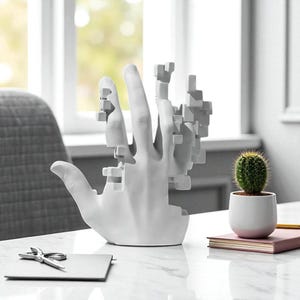 Handsculptuur mozaïek: postmoderne kunst op het bureau van hars