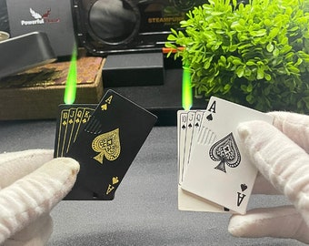 Ace of Spades Poker Lighter, Card Lighter, Unique Green Flame, Windproof, The Perfect Gift