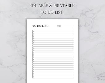 Simple To Do List, Basic To do List, Printable To Do List, Task checklist, Organizer, Digital Planner